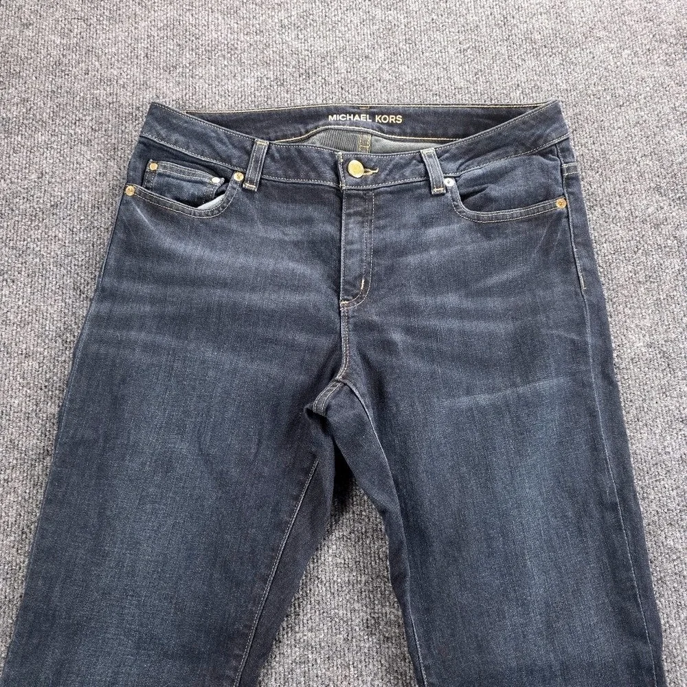 Michael Kors‎ Mens Dark Indigo Skinny Jeans Size 10 Gold Hardware Stretch Denim